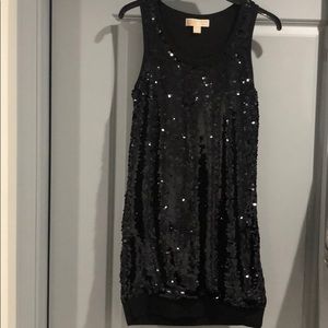 Sequin Sweater Dress with gathered bottom